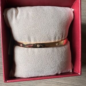 18k Gold Plated Brass Bangle Bracelet with Star Accents